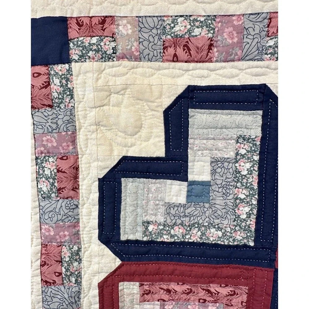 Vintage 90s Handmade Heart to Heart Quilt Wall Hanging - Quilted Textile
